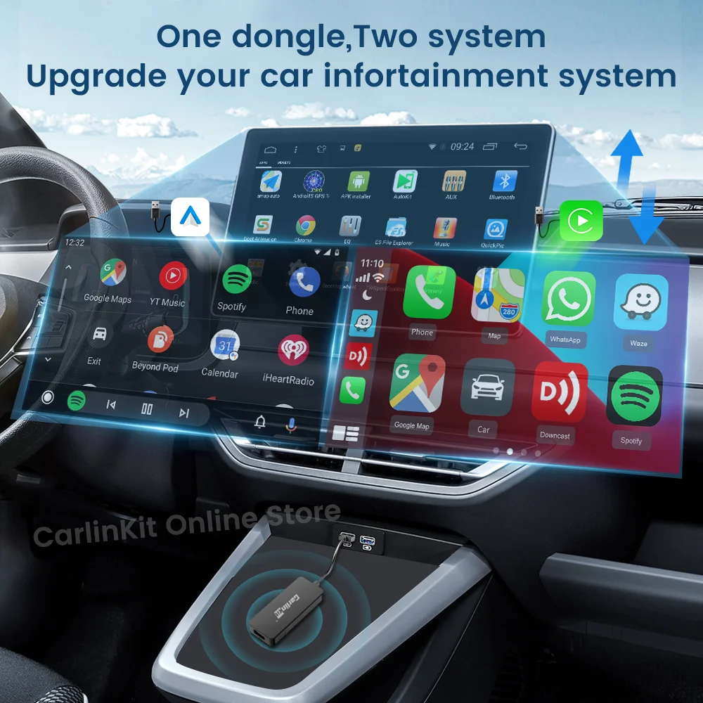 CarlinKit Carplay Android Auto Dongle Screen Mirroring Adpter for Aftermarket Android Car Radio Head Unit Multimedia