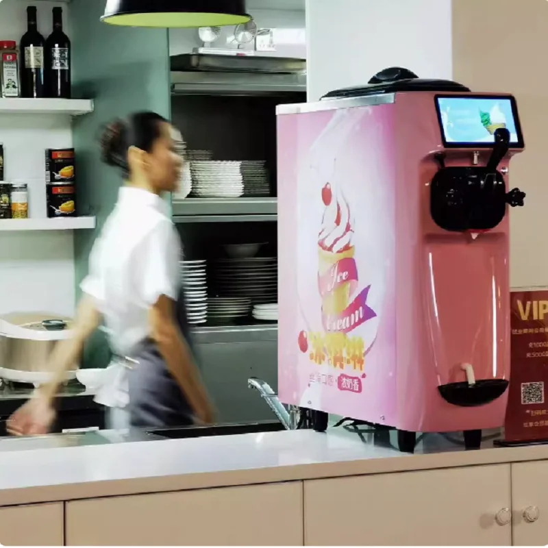 Коммерческая машина для мягкого мороженого, настольная машина для мороженого с одной головкой, торговый автомат для мороженого с фруктовым мороженым, 1000 Вт