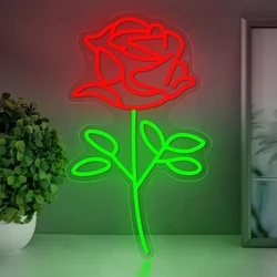 Rose Flowers LED Neon Light Sign Acrylic Neon Sign USB For Home Bedroom Living Room Bar Party Wedding Wall Art Decor Night Lamp