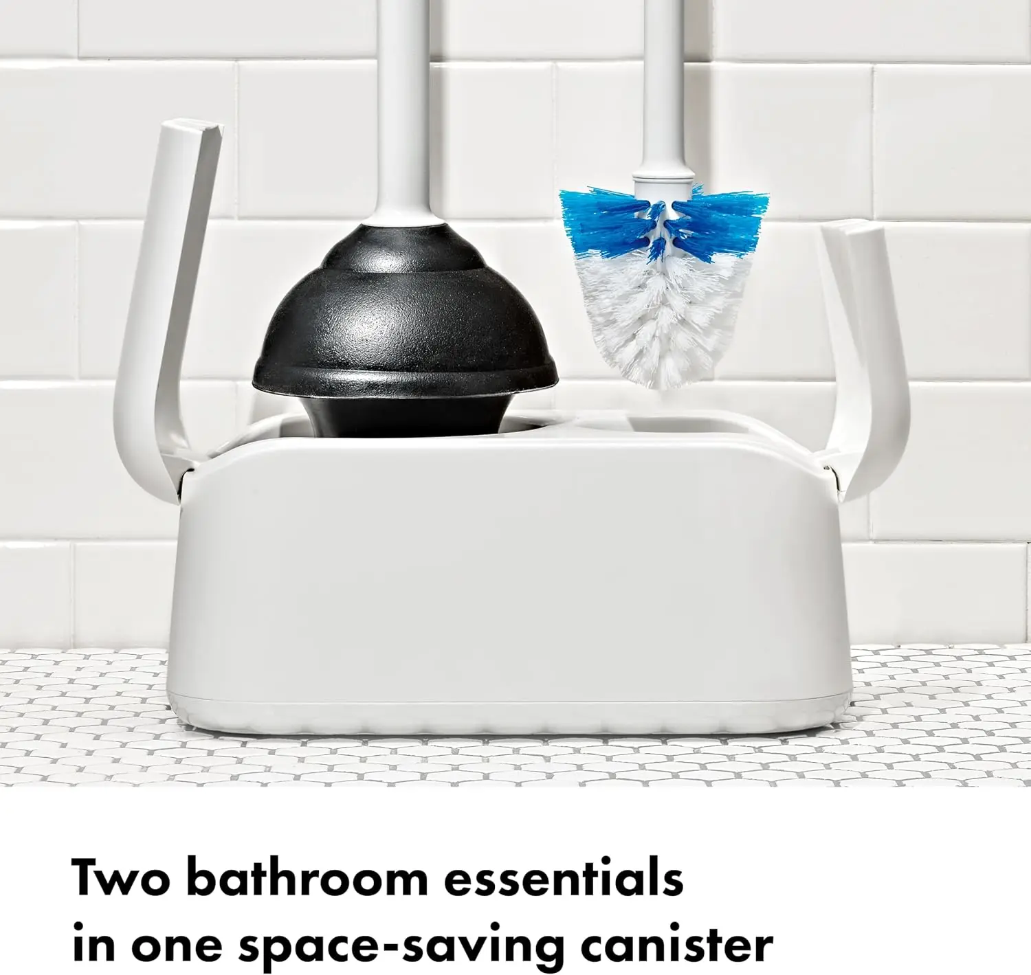 Good Grips Toilet Brush & Plunger Set | Two Bathroom Essentials in one Space-Saving Canister | Toilet Bowl Cleaner and Plunger with Holder, Perfect for Small bathrooms view 3
