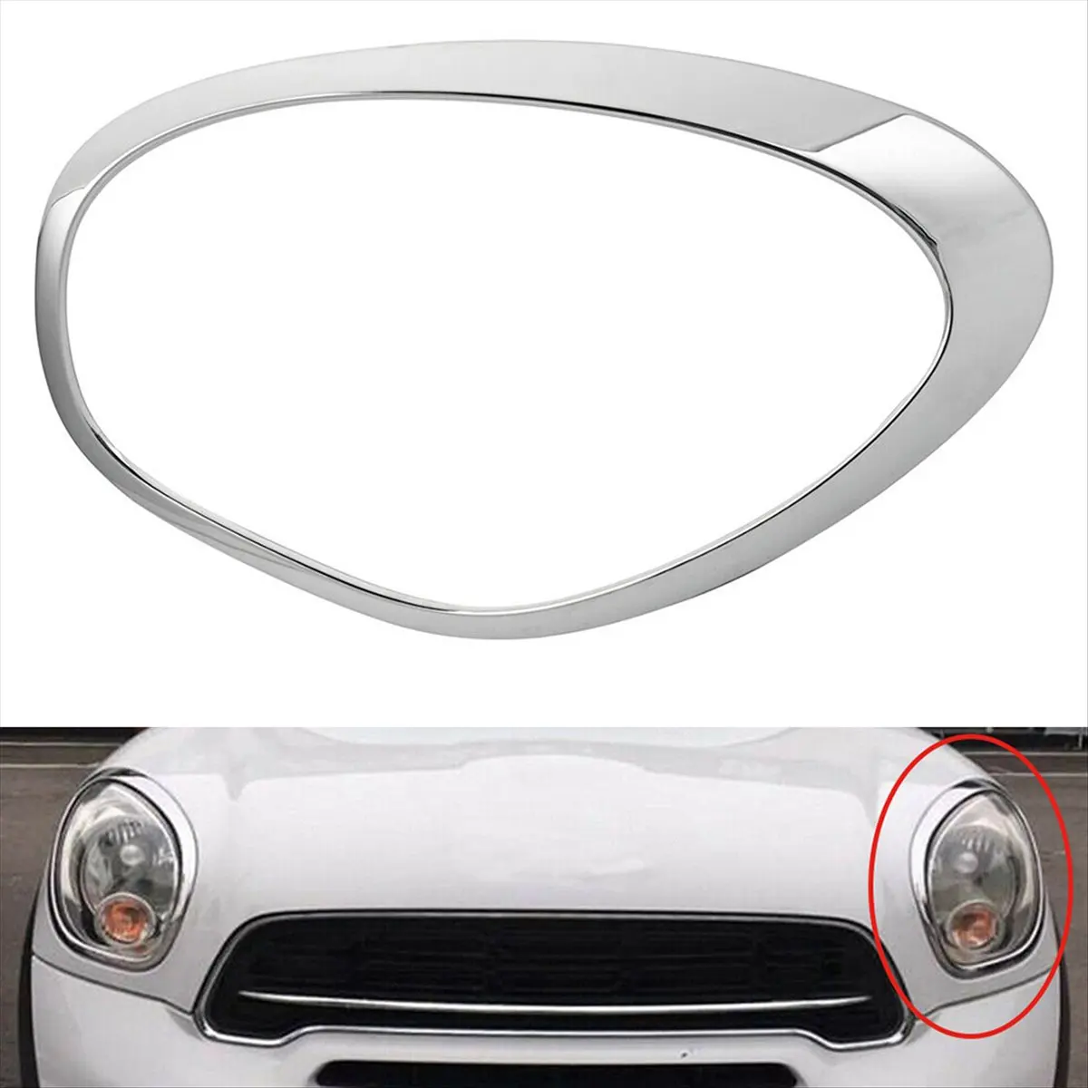 AC15 Left Front Headlight Trim Ring 51139801573 for Mini Cooper R60 Countryman 11-16 Head Light Lamp Chrome Bezel Decor Ring