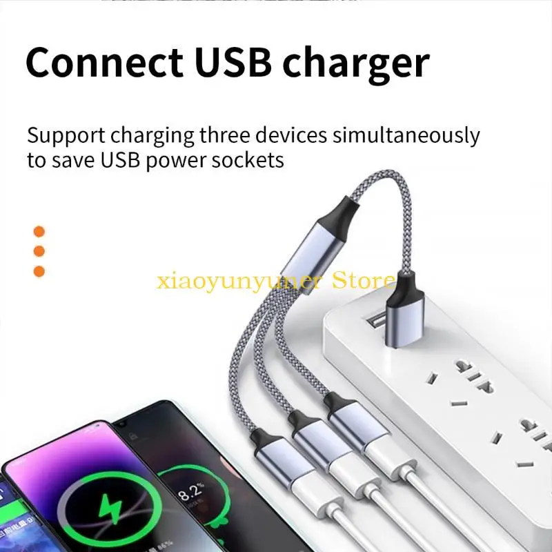 P9JB Type C Splitter Cable,Type C Male to 3 USB2.0 Female Extension Cord ,USB C Port Hubs Data&Charger Power Split Adapter