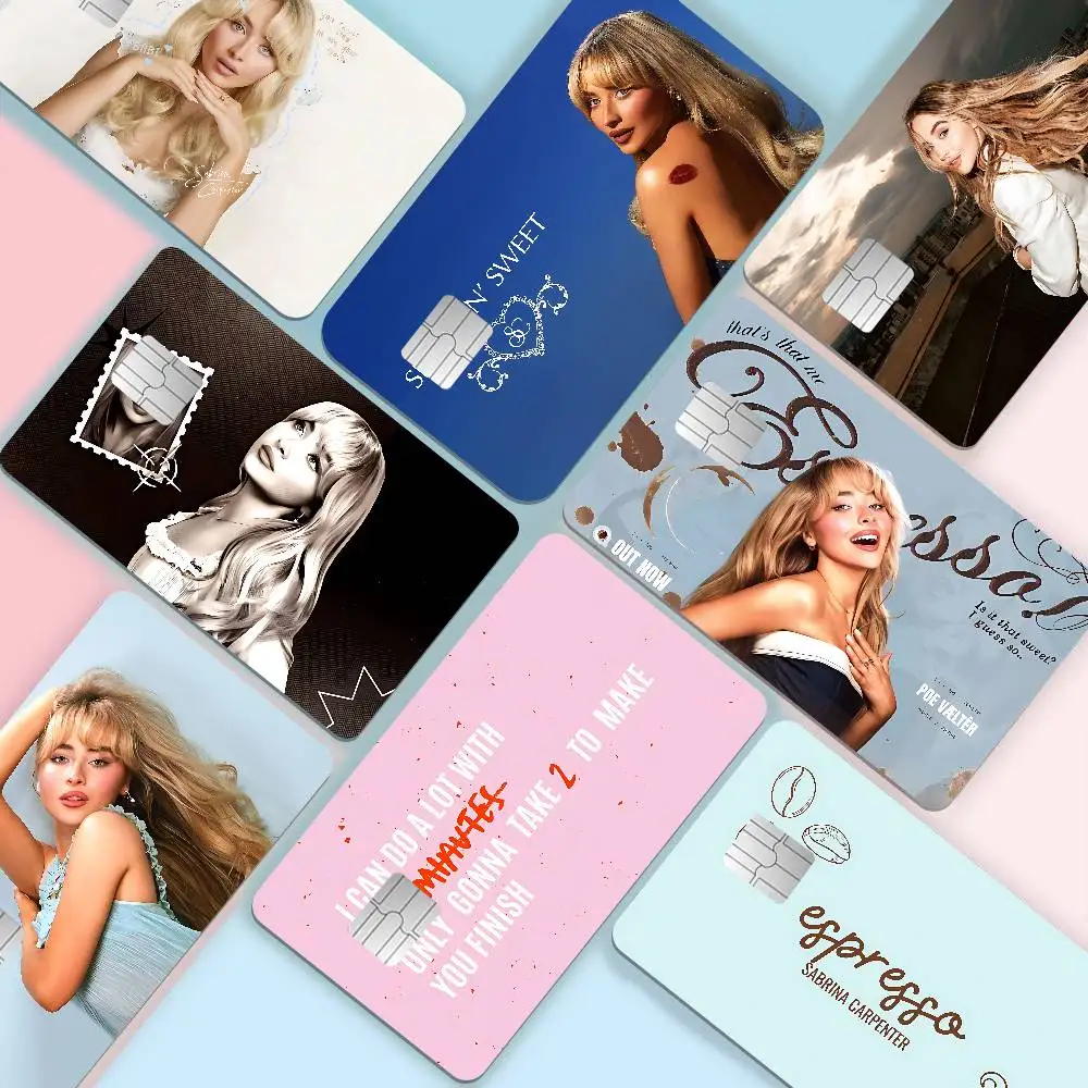 HOt Singer S-Sabrina Carpenter Diy Credit Debit Card Sticker Party Sticker Decoration Waterproof Small Chip Card Skin Sticker