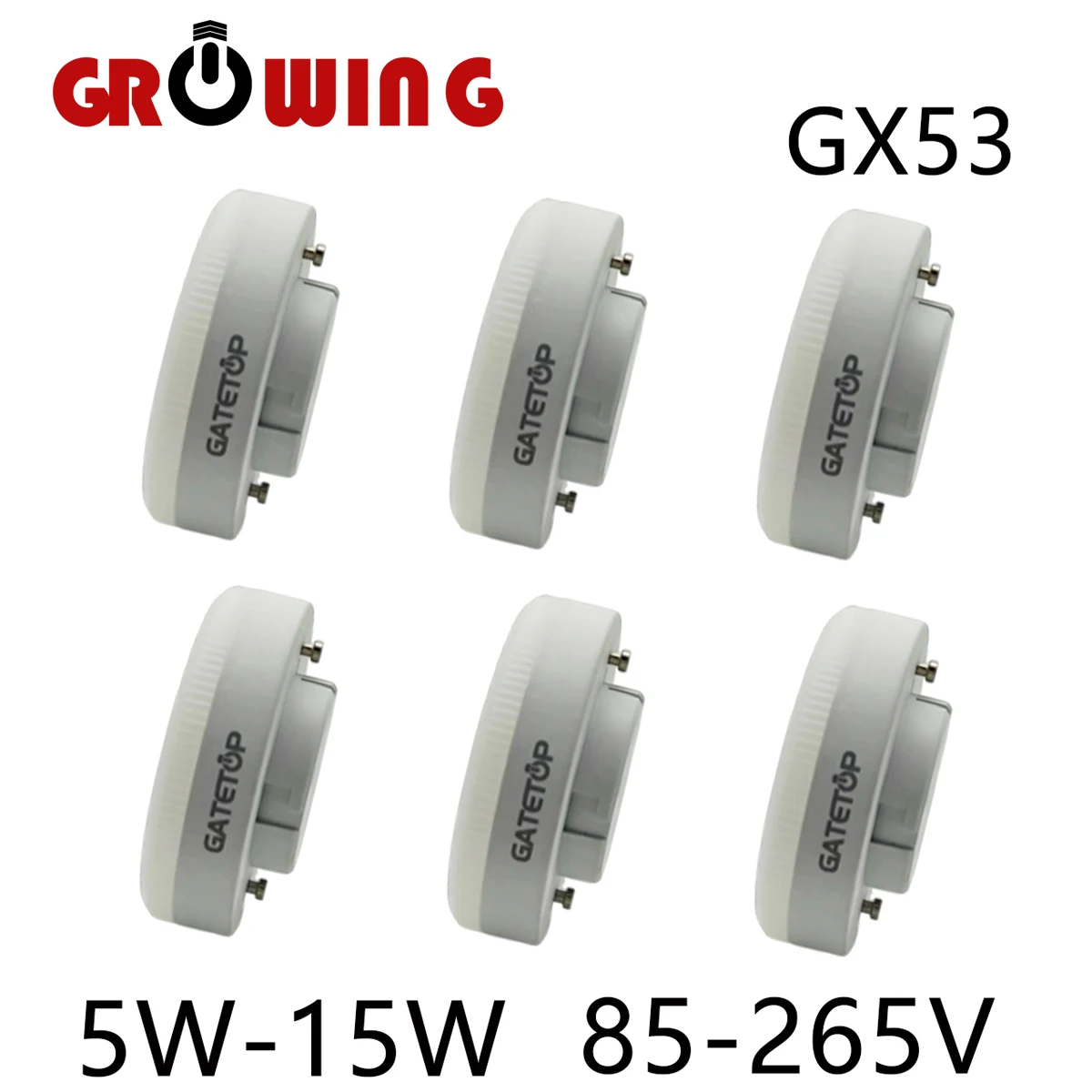 10PCS 5W 7W 9W 12W 15W LED Spotlight GX53 Without Flicker 85-265V Warm White Daylight Cold White Bulb for Room Study Kitchen