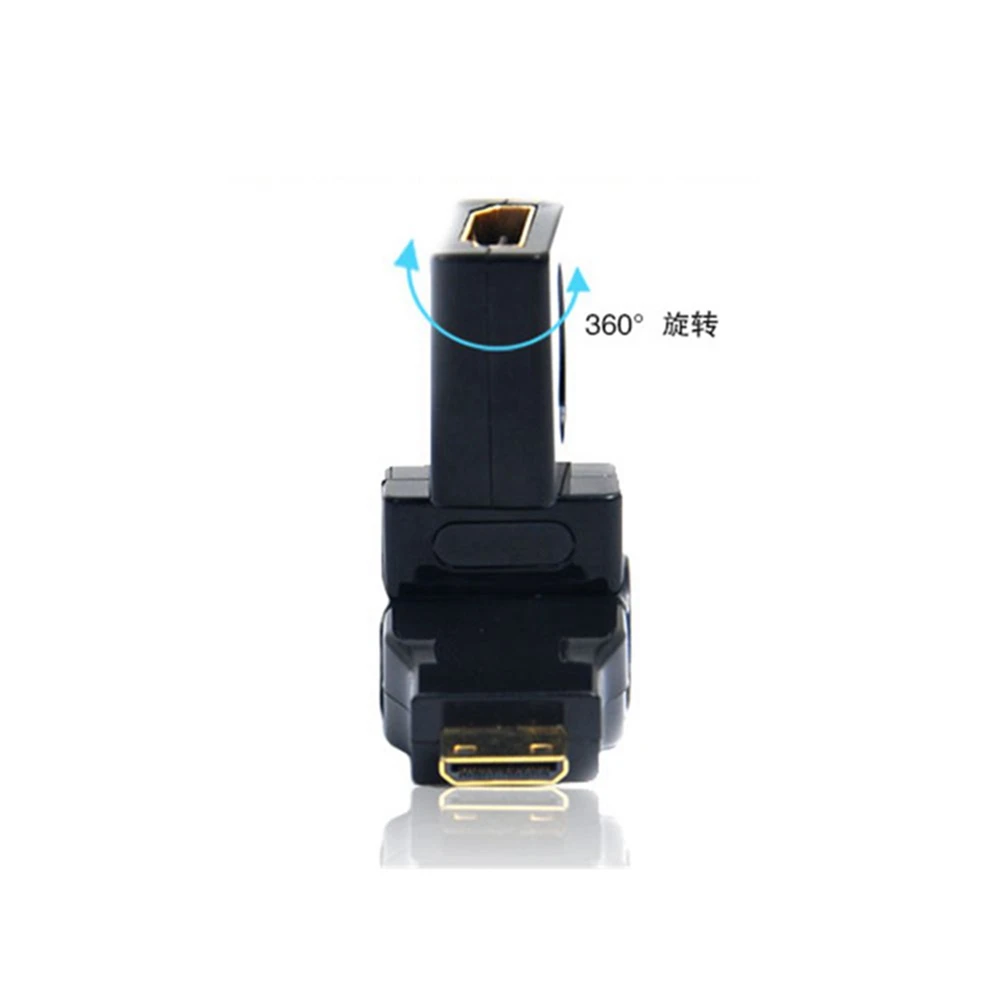 Mini HDMI Plug para HDMI, Adaptador De Ângulo Reto, Compatível HDMI, Fêmea Giratória, 360