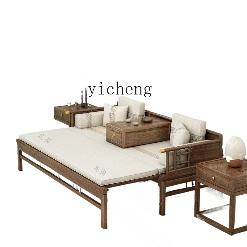 ZWS. Solid wood push-pull bed Arhat bed small apartment living room simple sofa bed folding dual-purpose