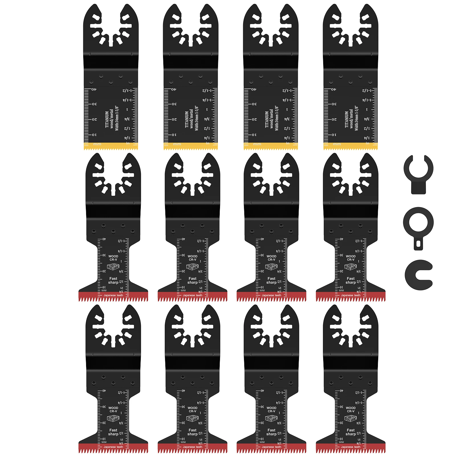 

5/12 шт., набор титановых осциллирующих пильных полотен, универсальные CR-V, многофункциональные лезвия с японскими зубьями для дерева, пластиковых гвоздей с адаптерами