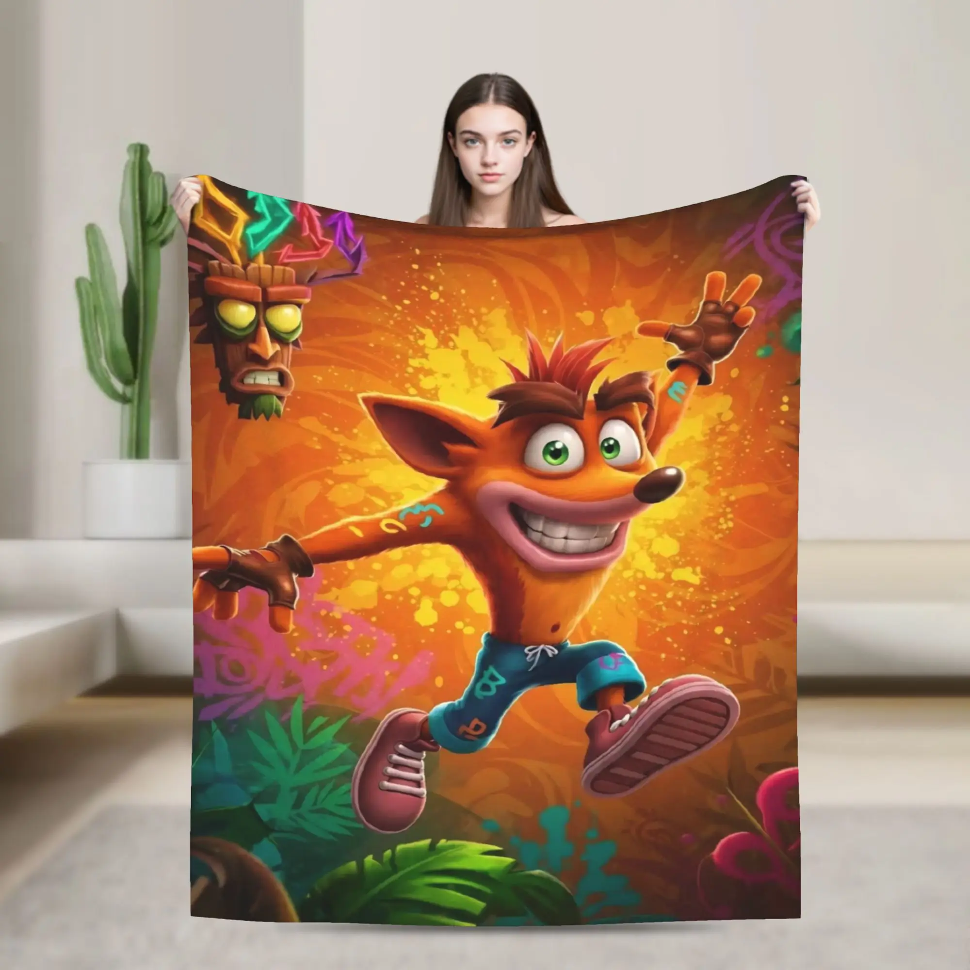 Crashed Game Bandicoots Coral Fleece Plush Throw Blanket Aku Blanket for Bedding Car Lightweight Plush Thin Quilt