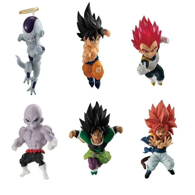 6Pcs/Set Cute Anime Figurine Dragon Ball Super 4 Vegeta Gogeta Broli Broly Son Goku Jiren Collectible Frieza PVC Model Toy Gifts