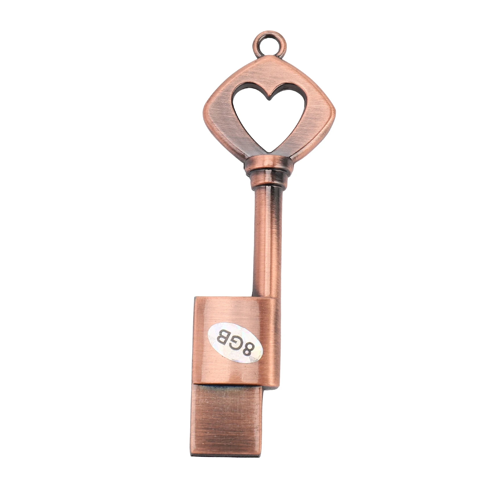 USB 2.0 Metal USB Pen Drive Pure Copper Heart USB Flash Drive Key (Copper, 8GB)