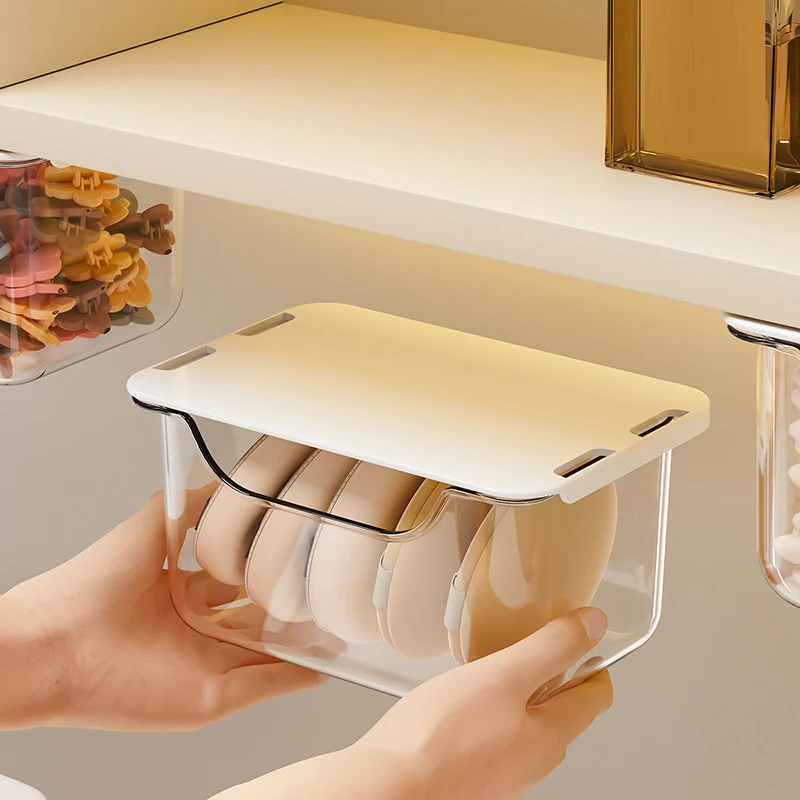 Transparent Storage Box for Makeup Cotton, Bathroom Pull-Out Style