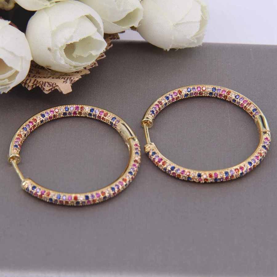 أقراط هيمستون توماس جولد مرصوفة بالكامل من الذهب الوردي، هدية مجوهرات رومانسية للنساء