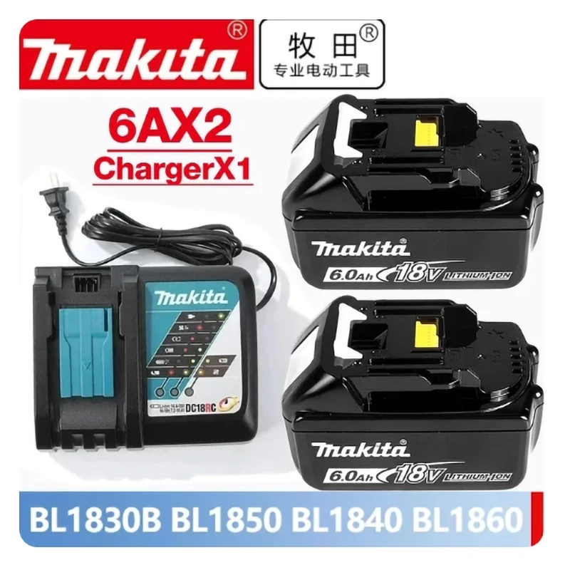 Original Makita BL1830 BL1850B BL1850 BL1840 BL1860 screwdriver battery & charger 18v Replacement Power Tool Batteries.