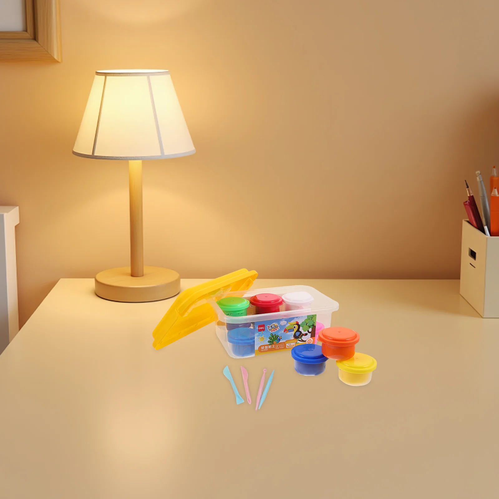 1 Juego de Kit de arcilla ultraligera para niños, 12 colores, herramientas de arcilla de modelado seco al aire no pegajoso, manualidades DIY, suministros de arte escolar