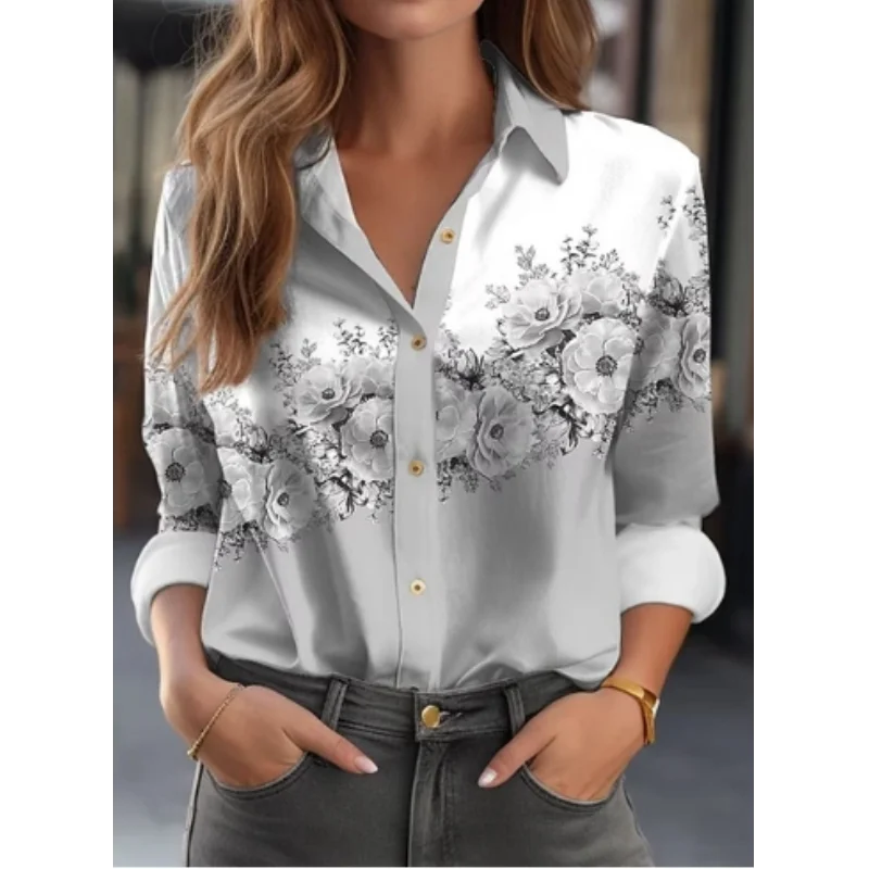 New fashionable long sleeved shirt top with feminine personality and cardigan buttons for comfortable commuting on the street