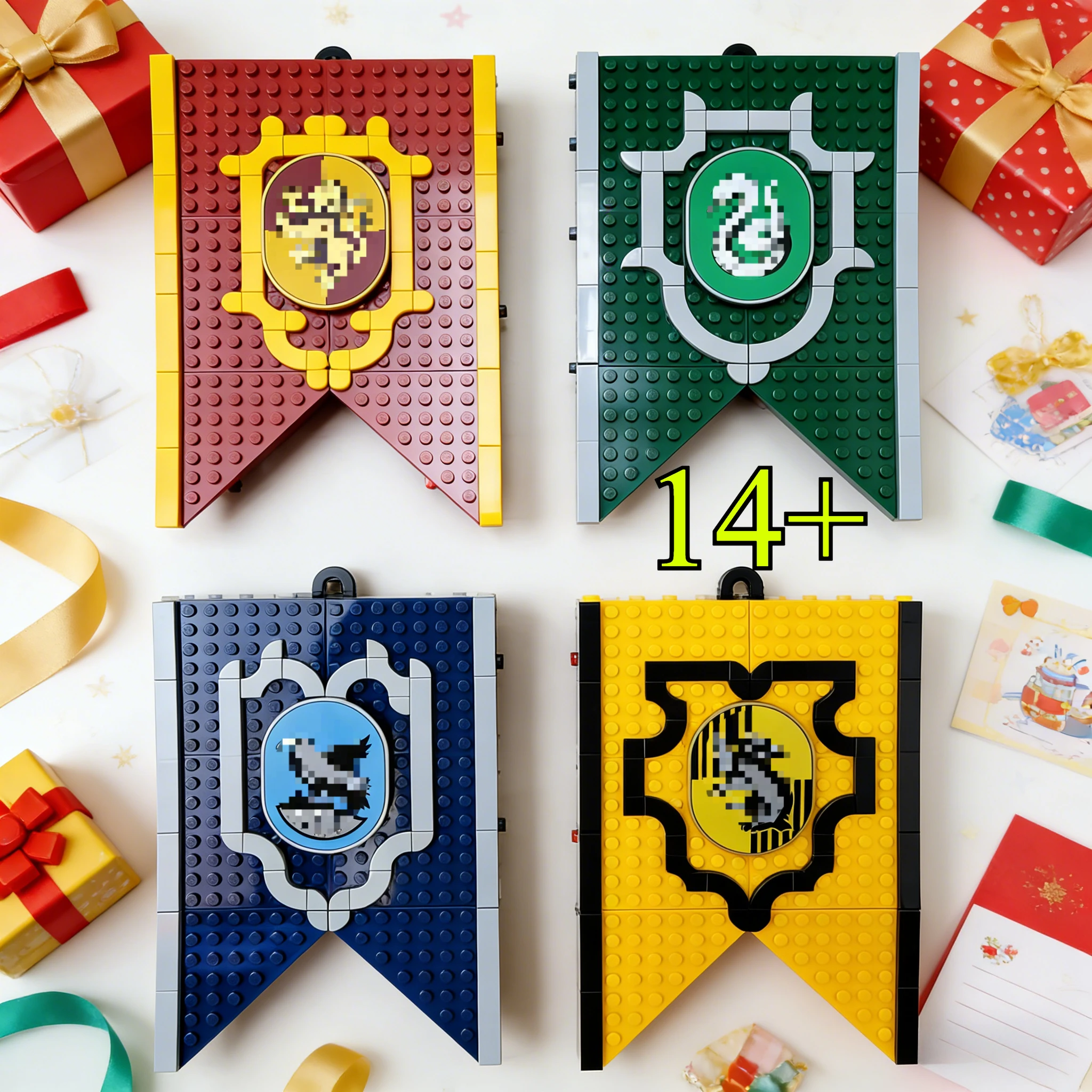 

Набор из 4 блоков с флагами Академии, коллекционные игрушки для взрослых, подарки на день рождения и принадлежности для магических ролевых игр, магические игры для подростков, 76412 76410.