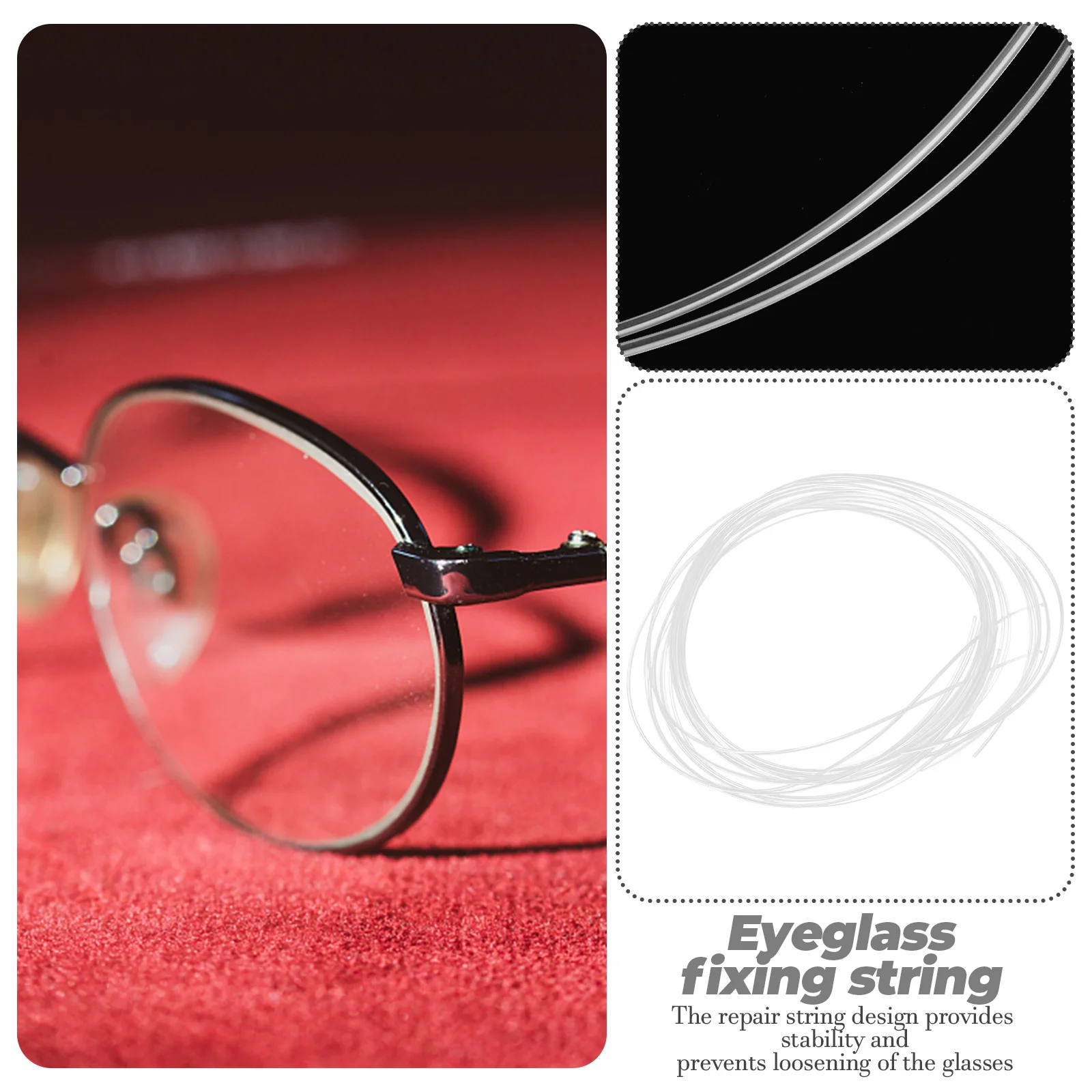 

Nylon Repair Threads for Half Rim Glasses Accessories Medium Width Sturdy Design Easy Eyeglass Repairs Fixing