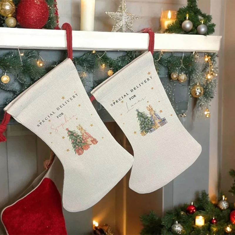 Personalised Name Peter Rabbit Christmas Stocking Merry Xmas Eve First Christmas Gifts Perfect Addition To Holiday Decorations