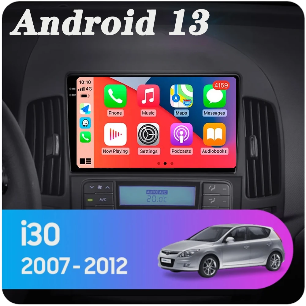 

Автомагнитола для Hyundai i30 2006-2011 Android 13 с ручным управлением AC 2K QLED Android автомобильный радиоприемник мультимедийный видеоплеер GPS AI голосовой CarPlay 4G стерео