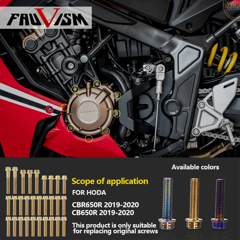 

Engine Bolts Motorcycle Parts Colored Screws Electroplated M6 Nuts and Bolts Suitable for Honda CBR650R CB650R 2019-2020