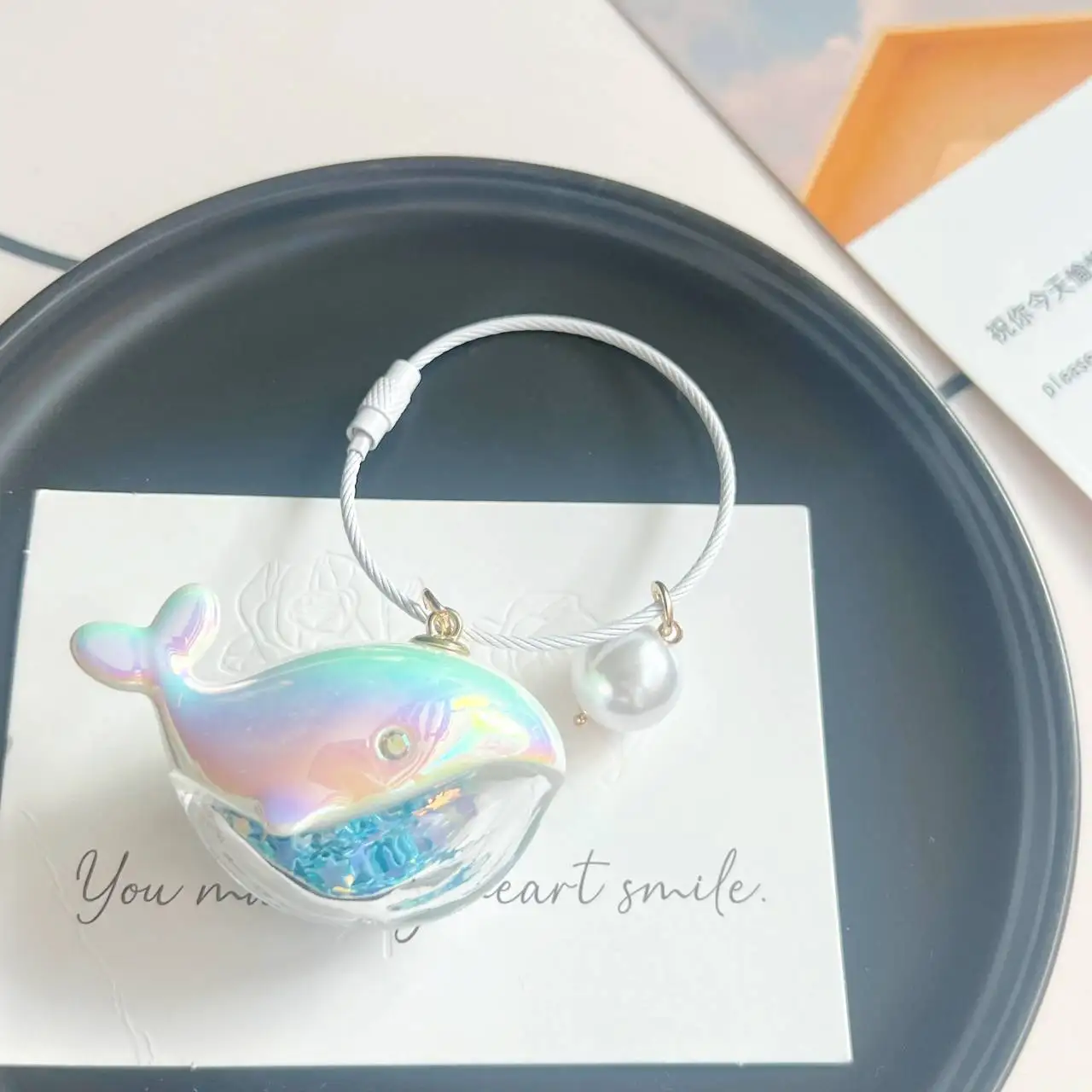 When I Fly Towards You Keychain Whale Keyring