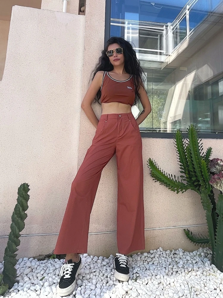 

Удобные тонкие эластичные повседневные рабочие джинсы свободного кроя, прямые брюки, длинные штаны, модные, стройнящие, оранжевые