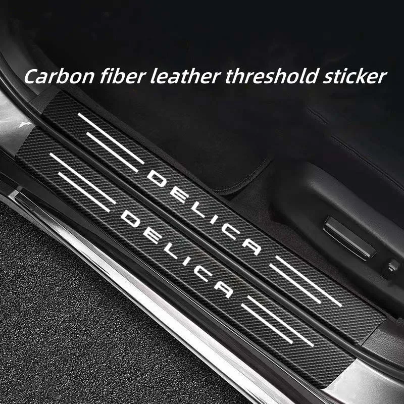 Car Door Threshold Anti Scratch Decal Carbon Fiber Car Sticker Auto Door Trunk Protective Strip For Mitsubishi Delica D5 L400