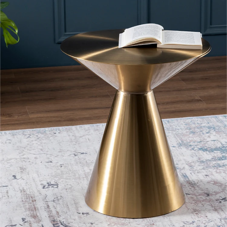 design gold side table modern small golden stainless steel round side table