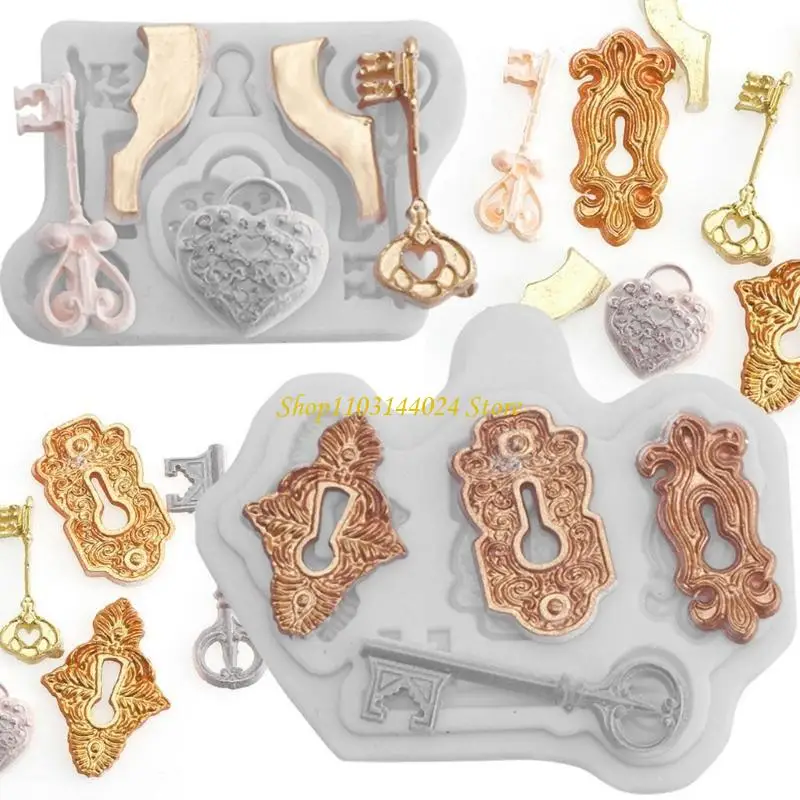 

N5KE 2x формы для литья ювелирных изделий для ключа, силиконовые формы для подвесок из смолы с подвеской