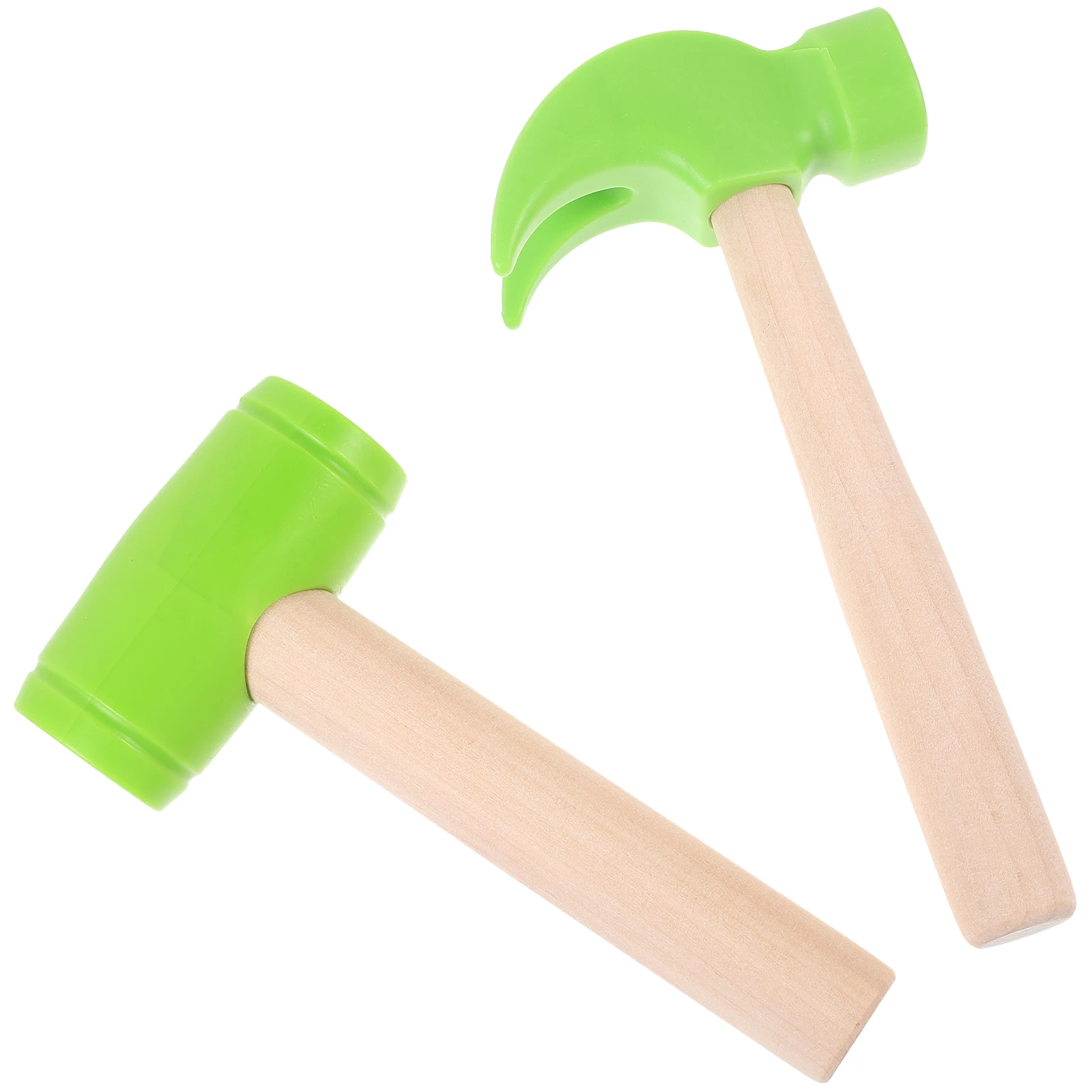 

2pcs Green Carpenter Hammer Props Kids Toy Tools pretend play hammers pounding small mallet children wooden instrument