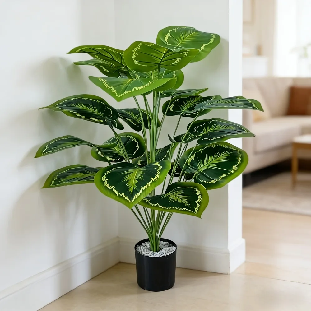 1PC 24Leaves High-Quality Artificial Money Plant Features Anti-Ultraviolet Leaves Tropical Rainforest Aesthetic