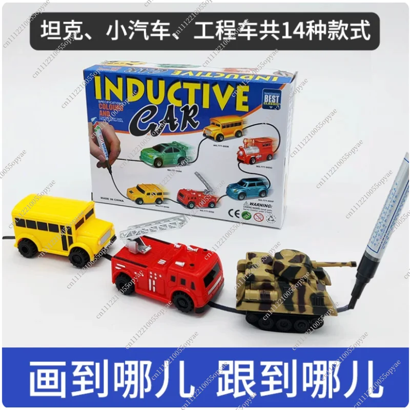 Kids Remote Control Car Inductive Line Drawing Toy Electric Mini Tank Follow Line Vehicle Children Interactive Play Toy