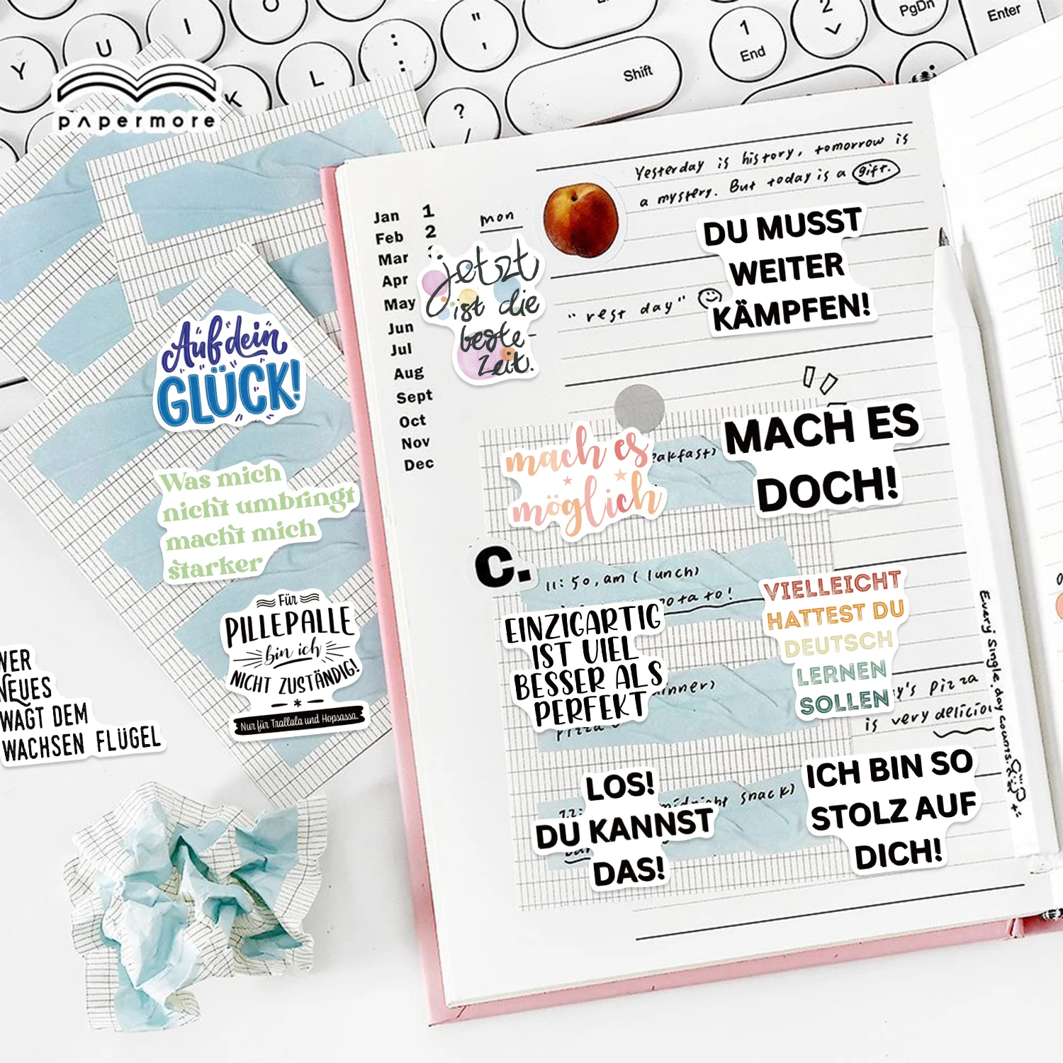 50 قطعة عبارات تحفيزية ألمانية ملصق مجموعة مقاوم للماء تصاميم الكرتون لأجهزة الكمبيوتر المحمولة الهواتف الأمتعة سكيت الغيتار خوذة #4