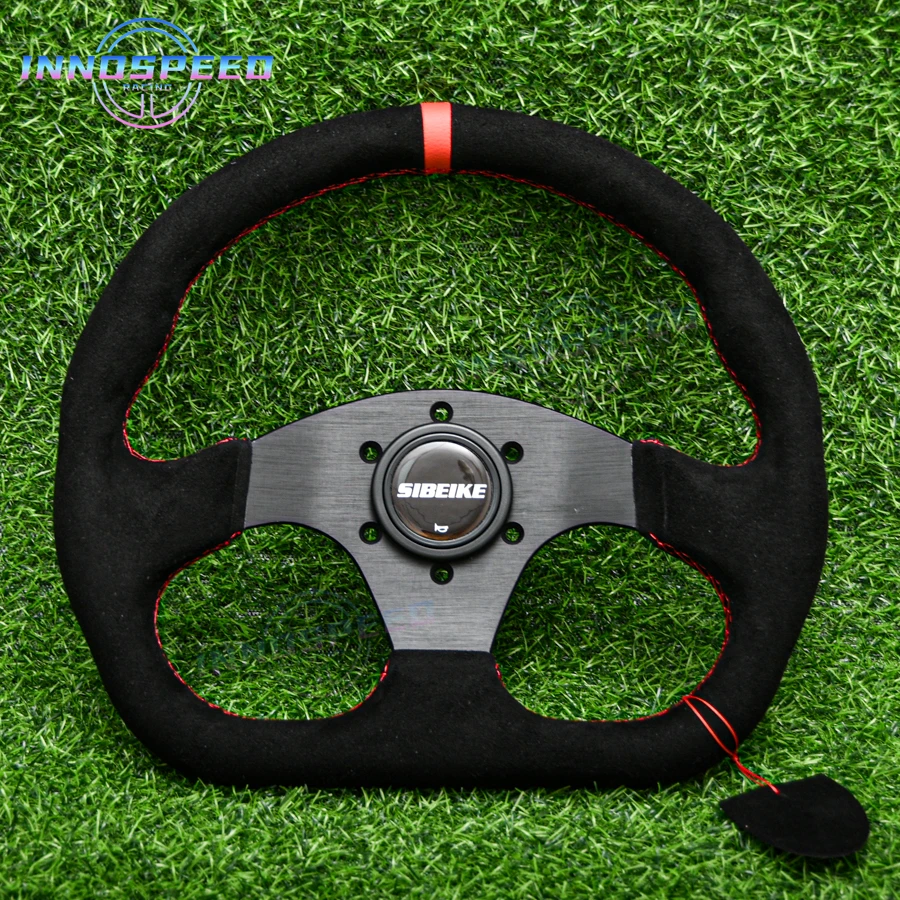 Universal 13inch 320mm Suede Leather Gaming Steering Wheel D Shape Flat Corn JMD Race Sport Sim Steering Wheel for Car