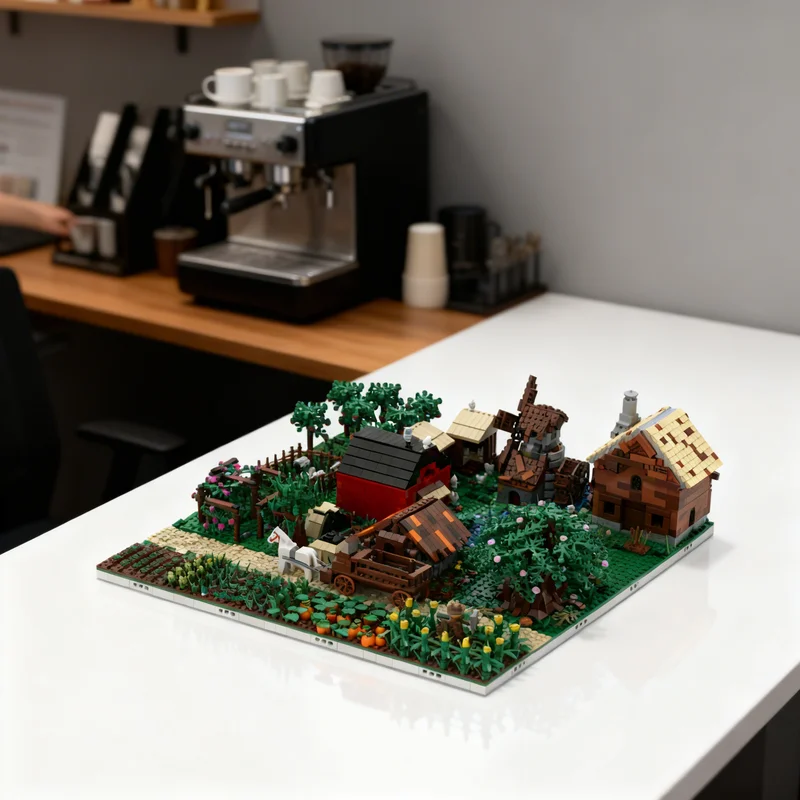 

4425 деталей MOC: Модульная фермерская деревня, состоящая из 16 моделей MOC, строительные блоки для создания уличной сцены, креативный подарок для самостоятельной сборки, декор для демонстрации