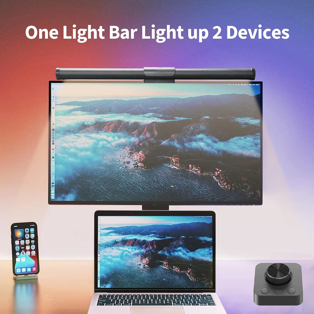 Wiscolor شريط إضاءة LED للكمبيوتر مع جهاز تحكم عن بعد مصباح طاولة العناية بالعين شريط إضاءة شاشة خافت لا وهج للألعاب والمكاتب المنزلية