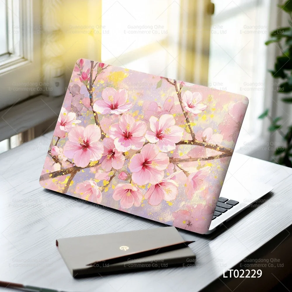 2 stuks verwijderbare bloemstickers voor laptop PVC esthetische stickers zelfklevende peel off geen residu tablethuid macbook skin