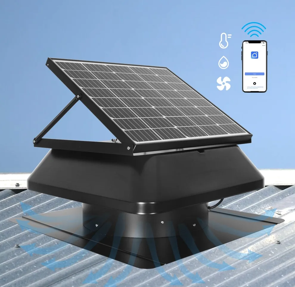 

40W Brushless DC Motor Solar Attic Roof Turbine Ventilation With Temperature Humidity Control Heat Extractor Fan 5-Year Warranty