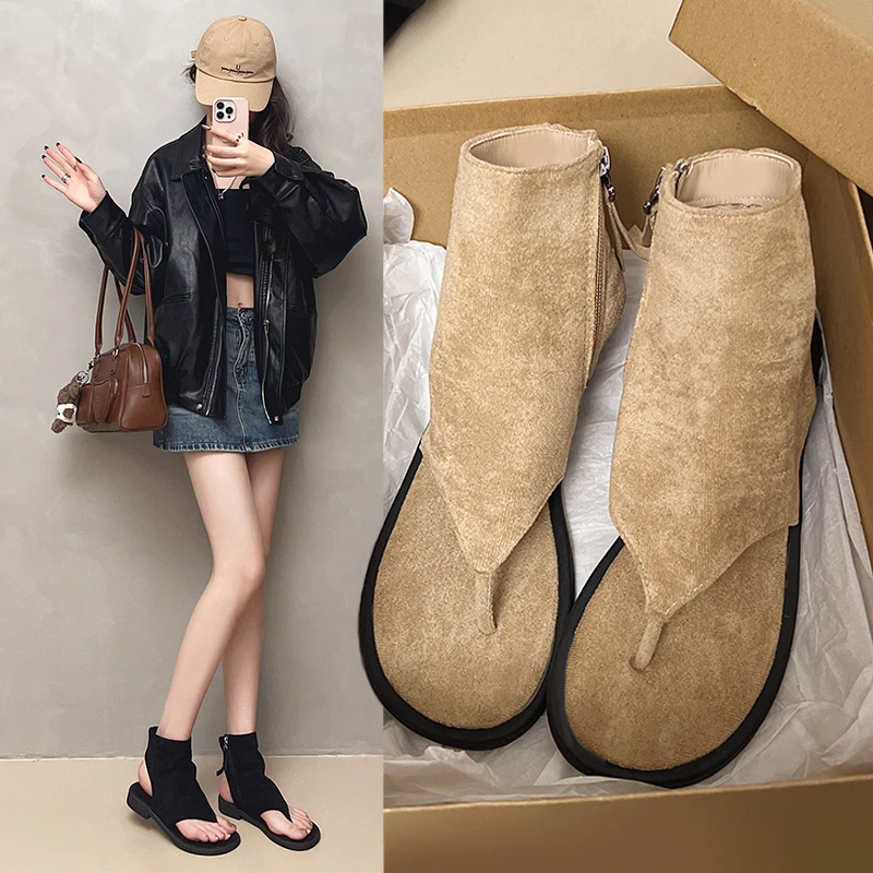 Flats Women's Sandals Fashion Designer Shoes Summer Cool Boots 2025 Casual New Flip Flops Trend Dress Slides Sandalias De Mujer