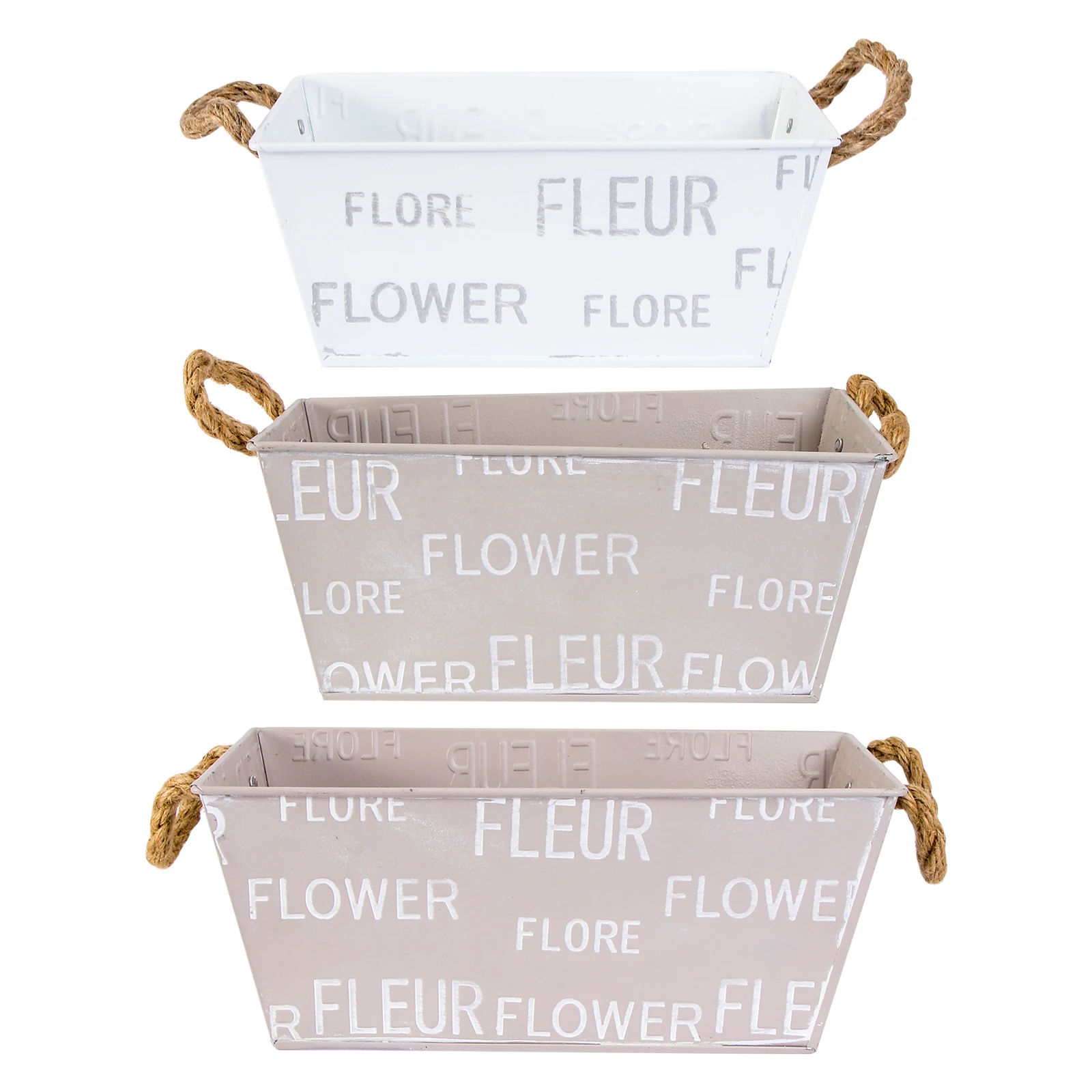 

3 Pcs Iron Flowerpot Set Durable Desk Planter Container for Succulents Small Flowers Unique Design Home Office Gardening