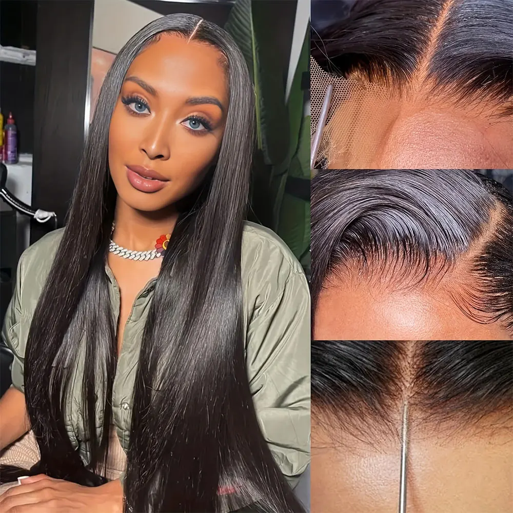 

200% Плотность 13x4 13x6 Hd Кружевной фронтальный парик Прямые волосы Предварительно выщипанные 5x5 Бесклеевой парик Прямые кружевные парики для женщин Человеческие волосы