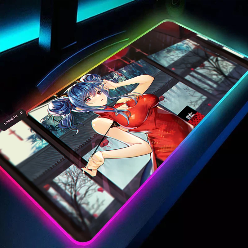 

LED Mouse Pad Gamer Decoracion Desktop Mouse Mat Arknights Chen Mousepad RGB PC Gaming Accessories Varmilo Keyboard Pad Carpet