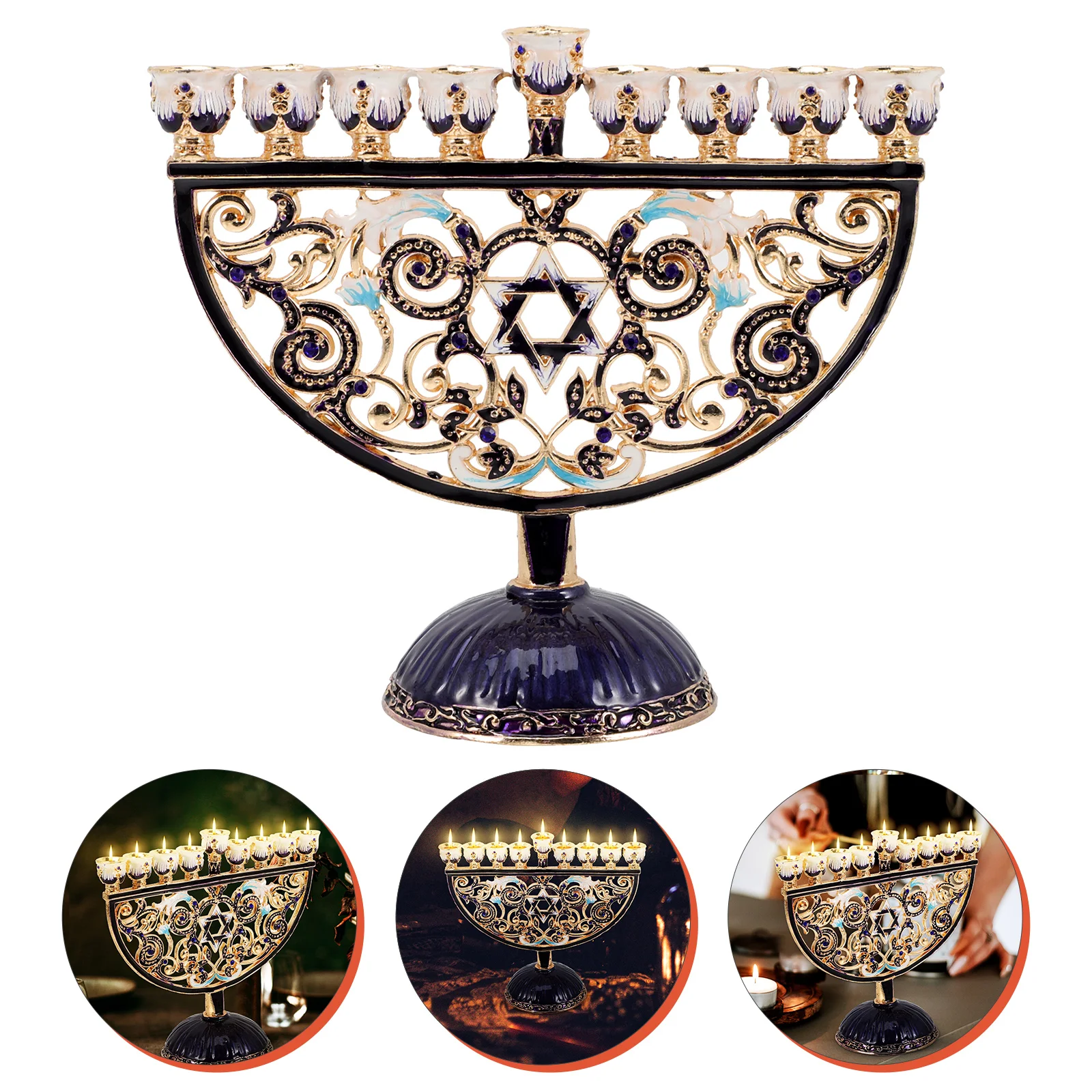 

Stand Candles & Holder Menorah Hanukkah Holders Sconces Desktop Decoration Crafts