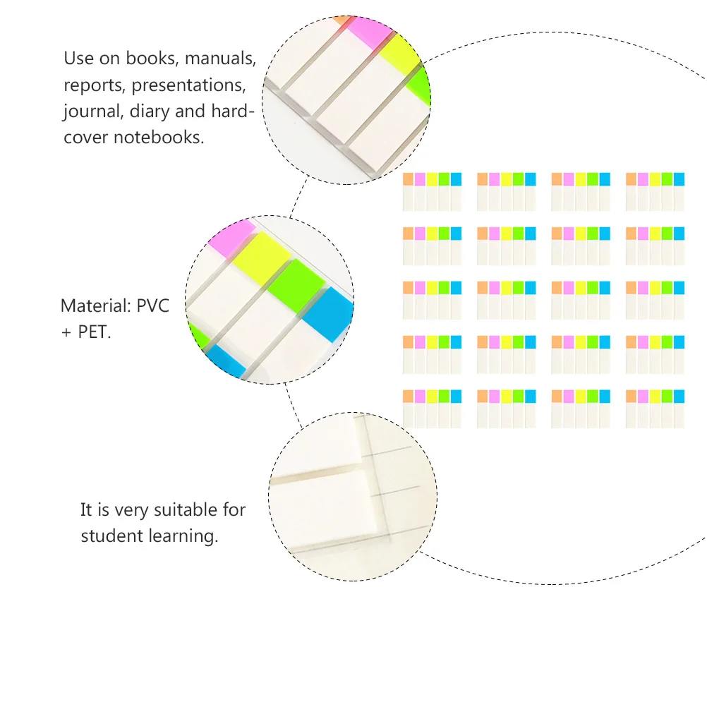 

20 Sets Index Labels Neon Fluorescent Tabs for Student Books Manuals Reports Journals Diaries Notebooks Agenda