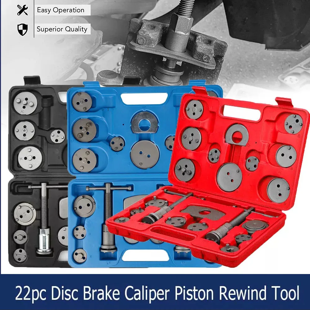 22Pcs/Set Car Universal Disc Piston Caliper Brake Rewind Wind Back Tool Kit Set With Case Garage Repair Hand Tools