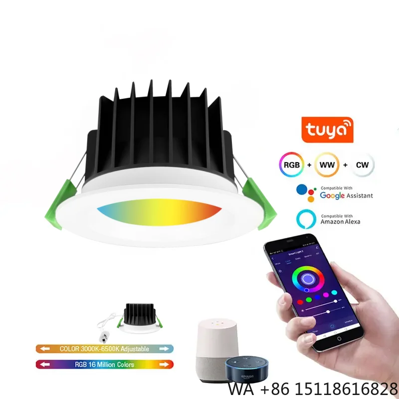 Recessed 10W Dimmable RGBW Wifi ZigBee Control Smart LED Downlight Hotel Restaurant Modern Ceiling Lighting Solutions