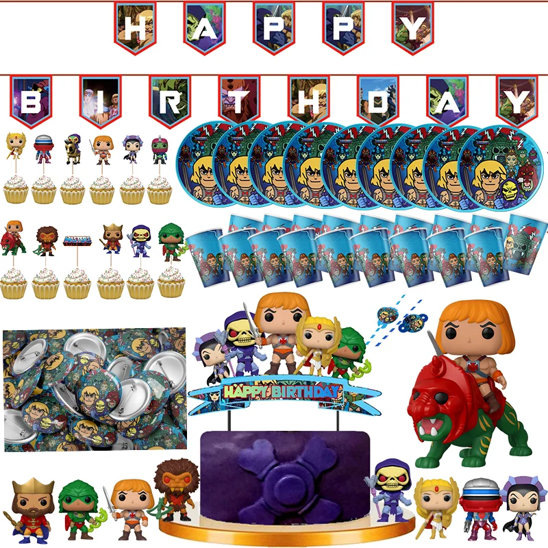 Masters of the Universe Birthday Party Decoration The He-Man Disposable Tableware Balloon Tablecloth Kid Baby Shower Party