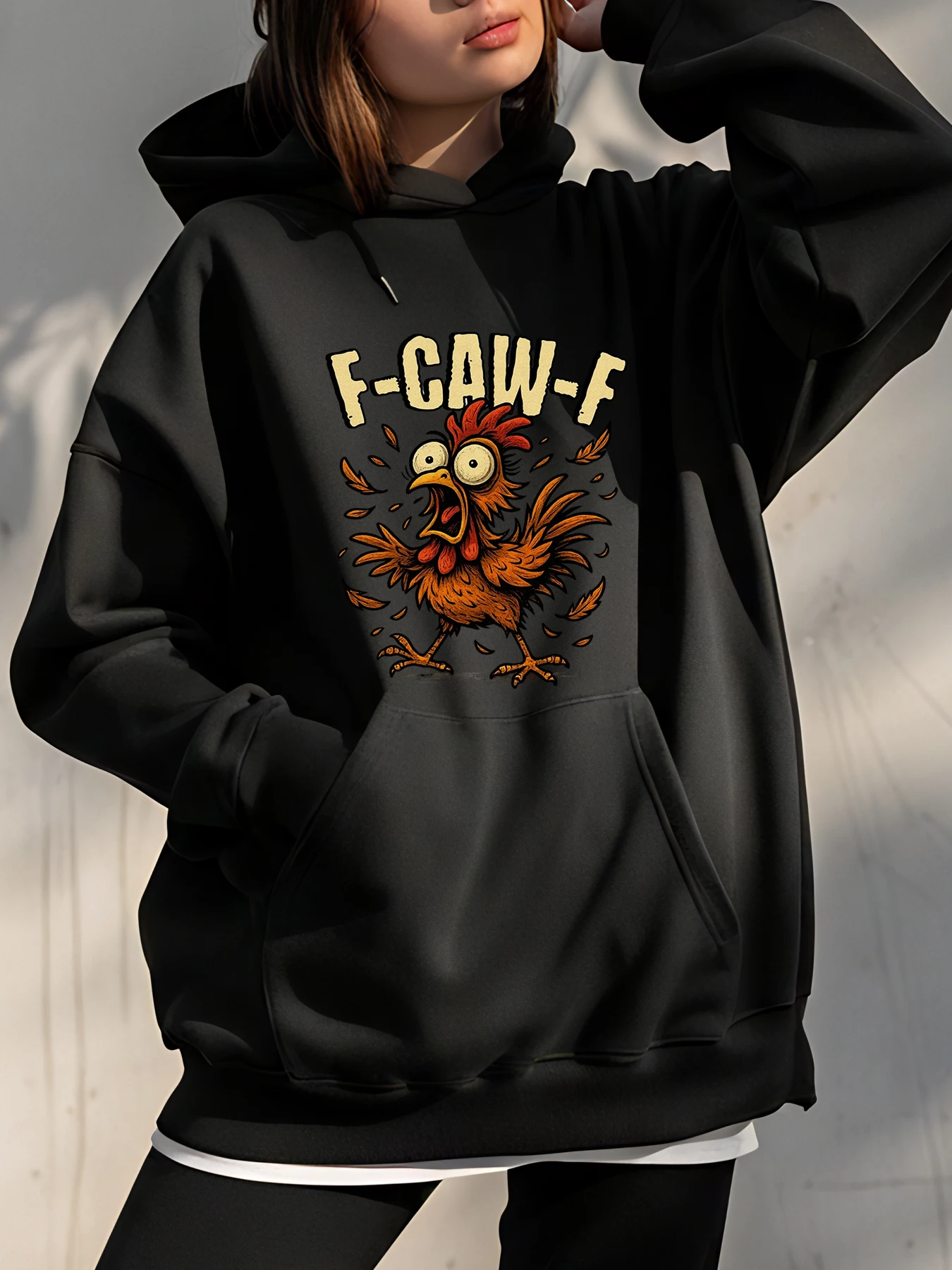

Толстовка с курицей F Caw F Толстовка с принтом унисекс Повседневная уличная одежда Мода для женщин и мужчин
