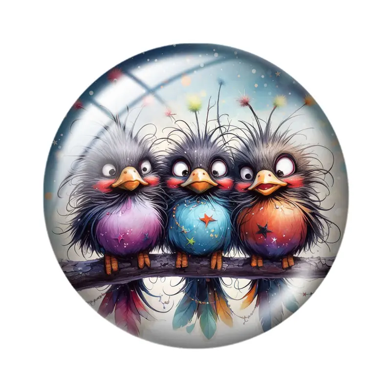 Quirky Night Birds 12/18/20/25mm glass cabochon  bracelet pendant rings for jewelry demo earrings back Making findings