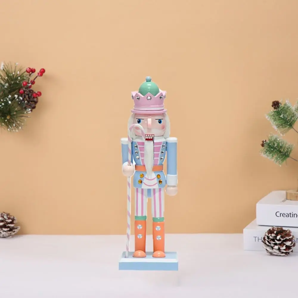 Exquisite Macaron Color Nutcracker Puppet Wood 10 Inch Nutcrackers Soldier Ornament Durable Nutcracker Statues Doll Girl